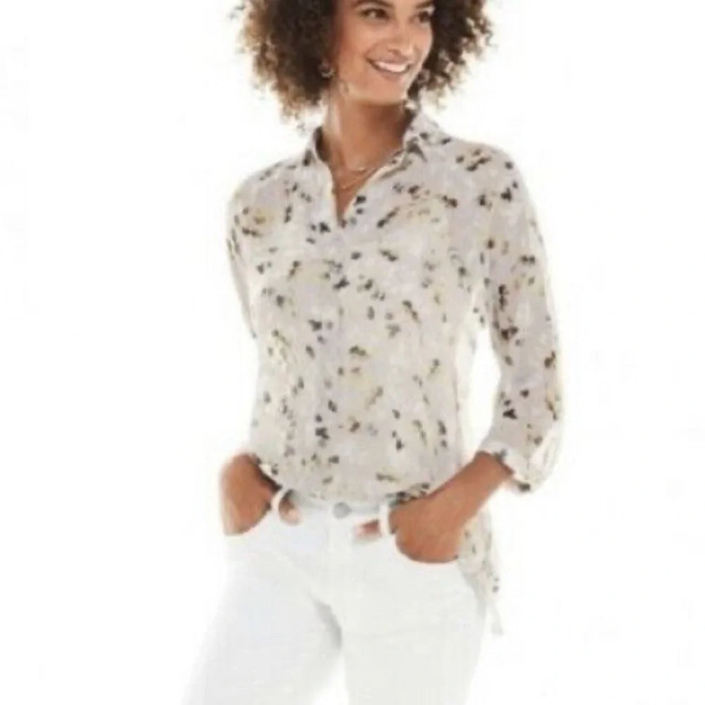 CABI Matinee Sheer 3/4 Sleeve Blouse Floral Gray #5204, size XS - Picture 2 of 12
